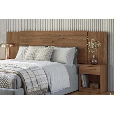 Imagem de Cabeceira Cama Box Madeirado Casal-queen Loanda C- 2 Mesas E 2 Gavetas Jatobá - Santos Andirá