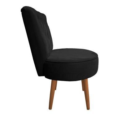 Imagem de Mocho Capitonê Veludo Pés Palito Castanho Preto