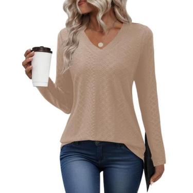 Imagem de Camisa de manga comprida AKEWEI Camiseta solta para mulheres XXL