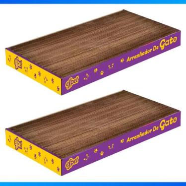 Imagem de Kit 2 Arranhador P/ Gato Brinquedo Resistente Antiestresse Papelão Ond