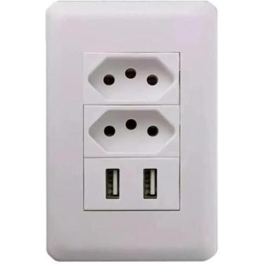 Imagem de Interruptor De Tomada Com 2 Entradas Usb Kit 2 Pçs - Zhike