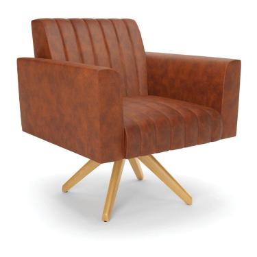 Imagem de Poltrona Giratória Viena Gomada Corano Nozes Base De Madeira Ma30 - D'rossi