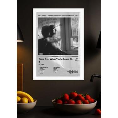 Imagem de Quadro Lil Peep Come Over When. (B&W) Com vidro e Moldura Tamanho:21cm