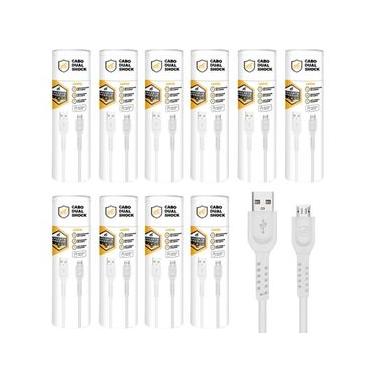 Imagem de Cabo Dual Shock Micro Usb V8 - Branco - 1,2m - no Atacado - Caixa Fechada 10 Unidades - Gshield