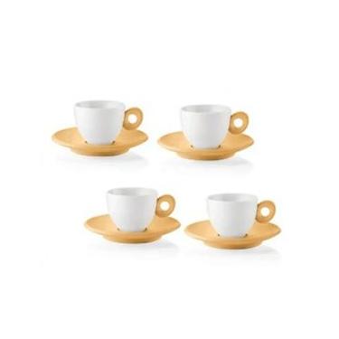 Imagem de Conjunto De Xicaras De Café Com Pires Mostarda Everyday Porcelana 50Ml 4 Peças - Guzzini