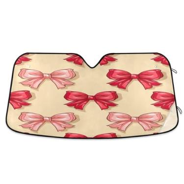 Imagem de ATTX Para-brisa de carro com arco vermelho rosa 144.8 cm x 80.0 cm Escudo solar universal com proteção UV, persiana de janela frontal automática dobrável para caminhões Sedans SUVs #164