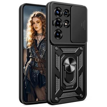 Imagem de Ephoou Capa para itel Super 26 Ultra Armor com suporte de anel e capa de lente de câmera deslizante, capa de proteção resistente à prova de choque de grau militar para itel Super 26 Ultra/itel S26