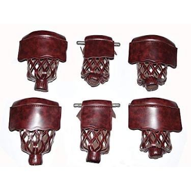 Imagem de East Eagle — Conjunto de proteção de couro PU para mesa de bilhar e mesa de bilhar com padrão de diamante com parafusos (vinho tinto)