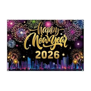 Imagem de Decorações De Ano Novo,De Fundo Para Posters Festivos,Placa de Fundo Feliz Ano Novo 2026 - para Casa Sala de Estar Jardim Escritório Cabana e Cabine Fotográfica