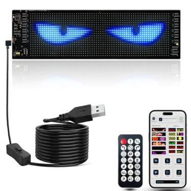 Imagem de Placa de LED flexível de 35 x 10 cm, placa de LED de rolagem programável com aplicativo e controle remoto, texto e padrões DIY, tela IP65 à prova d'água para carro, táxi, restaurante, festa, evento