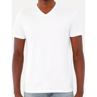 Imagem de Camiseta Calvin Klein Jeans Masculina Gola V Essentials Logo Lateral Branca-Masculino
