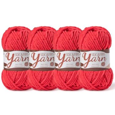 Imagem de Pacote com 4 fios de veludo fofo para crochê, cobertor de bebê para crochê macio, 200 g (262,4 jardas) fios amigurumi, fios de crochê de chenille de pelúcia, fio de quebra-cabeça para artesanato de
