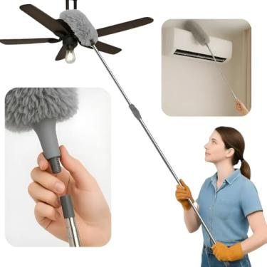 Imagem de Espanador Pó Premium Extensível 2,8m Microfibra Haste Inox Flexível Limpa Teto Ventilador Casa Escritório Alto