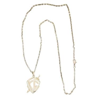 Imagem de Cordão Tijolinho 1,5mm Pingente Escudo Vazado Colares - A.R Variedades