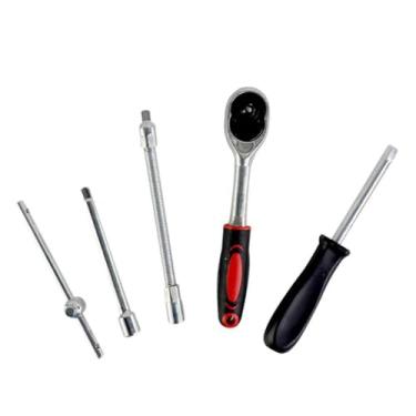 Imagem de Jogo de Chaves com 46 Peças, Metal e Plástico, Maleta Organizadora, 26x12x5cm, 1kg, Soquetes e Extensões