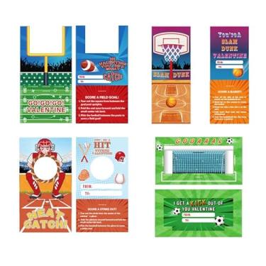 Imagem de Adecortalk 32 Pcs Valentine's Day Gifts for Kids Classroom, Valentine's Sport Ball Erasers and Game Cards for Kids Valentins Sport Party Favor, Classroom Exchange Prizes