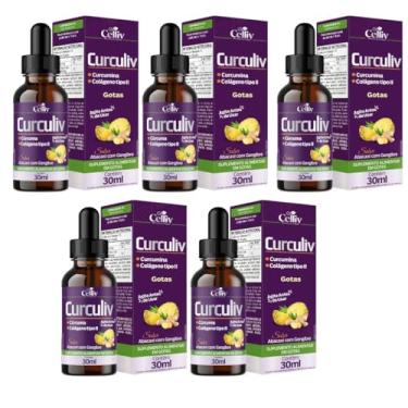 Imagem de Kit Com 05 - Curculiv (Cúrcuma e Colágeno Tipo II) Em Gotas 30ml Celliv