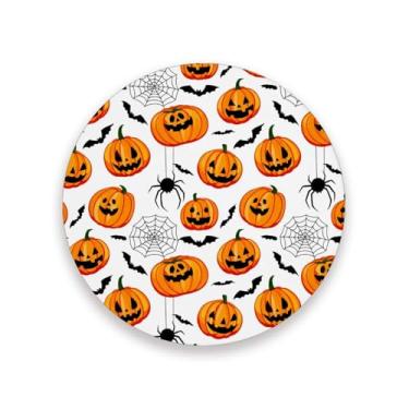 Imagem de JUZIHAI Conjunto de 4 porta-copos de lanternas festivas de Halloween, porta-copos redondos absorventes de pedra de cerâmica com base de cortiça, tapete de proteção de mesa para cozinha, bar, decoração