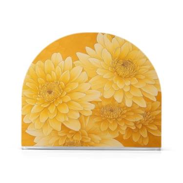 Imagem de JUZIHAI Porta-guardanapos de flores de crisântemo para mesa dispensador de guardanapo de acrílico para mesa suporte de lenços independente para cozinha sala de jantar bar festa decoração de casa
