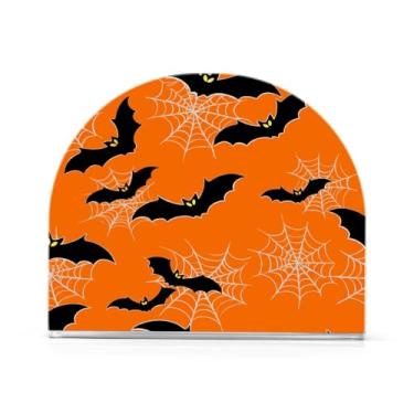 Imagem de JUZIHAI Suporte de guardanapo de Halloween morcegos teias de aranha para mesa dispensador de guardanapo em pé de acrílico suporte de lenços de mesa independente para cozinha sala de jantar bar festa