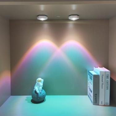 Imagem de 1 luminária de parede de projeção LED (bateria não incluída) - por 3 pilhas AAA, para quartos, corredores, armários, outros, arco-íris