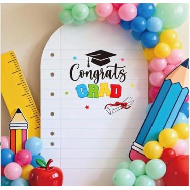 Imagem de JarThenaAMCS Adesivo decalque de formatura de jardim de infância colorido parabéns grad pano de fundo decoração de festa adesivo de sinal de boas-vindas decalque para arco de balão classe de 2026