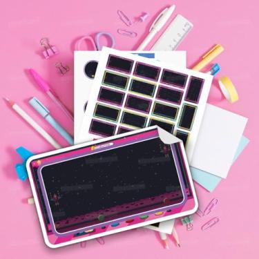 Imagem de Kit de Etiquetas Escolares Tema Video Game 02 em branco, ideal para identificar cadernos, livros, estojos, mochilas, lancheira e garrafinha das crianças