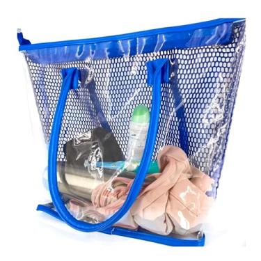 Imagem de Bolsa Transparente de Plástico Rendado Praia Piscina Cor:Azul