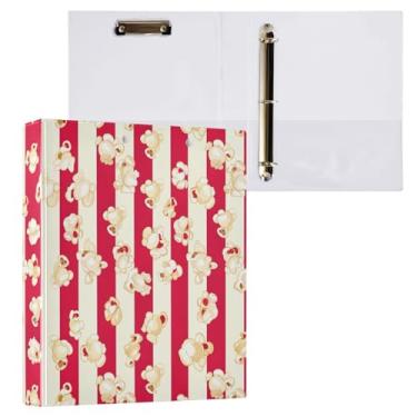 Imagem de Pasta de arquivo para fichário de pipoca listrada, anéis redondos, pasta de arquivo para material de escritório, 1 pacote