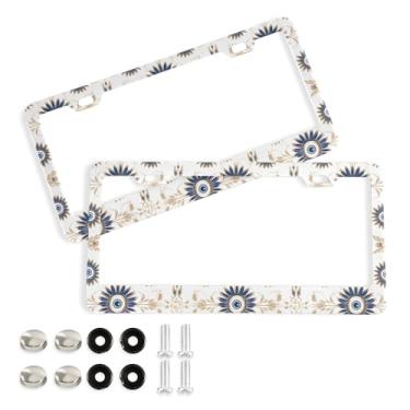 Imagem de SEHANY Molduras para placa de carro que tudo vêem, moldura de placa de carro de alumínio à prova de ferrugem com furos e parafusos elípticos serve para acessórios de carro de tamanho padrão de