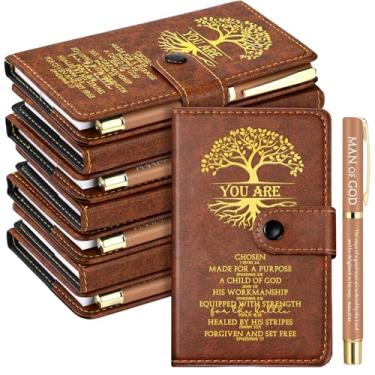 Imagem de Thenshop 20 conjuntos de presentes cristãos para homens, homem de Deus, pastor, presente A6, caderno de couro, diário, igreja, versículo bíblico, caneta esferográfica, para pai e pai, presentes