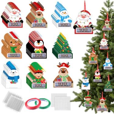 Imagem de Bucherry 48 conjuntos de porta-dinheiro de Natal para presente em dinheiro, cartão de dinheiro de Natal com capa de plástico e corda, ideias engraçadas de presente de Natal para pendurar enfeites de