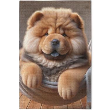 Imagem de Quebra-cabeça de cachorro fofo personalizado Chow Chow para adultos 1000 peças paisagem arte divertida quebra-cabeça elefante branco presentes de festa, 75 x 50 cm