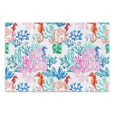 Imagem de Quebra-cabeças para adultos 1000 peças aquarela recife de coral cavalo-marinho elefante branco presentes engraçados cena de inverno quebra-cabeça arte pintura de brinquedo, 75 x 40 centímetros