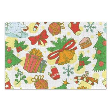 Imagem de Quebra-cabeça adulto boneco de neve de Natal fofo 500 peças arte brinquedo pintura natureza quebra-cabeça jogo presentes tecnológicos, 51 x 37 centímetros