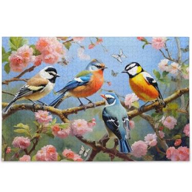 Imagem de Quebra-cabeça com 500 peças de pássaros florais para adultos amantes de elefantes brancos, presentes personalizados exclusivos para adultos, jogos, arte, 52 x 37,8 cm