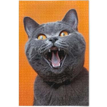 Imagem de Quebra-cabeça engraçado gato engraçado 1000 peças adulto família elefante branco presentes família divertido quebra-cabeça cenário animal arte, 75 cm x 50 cm