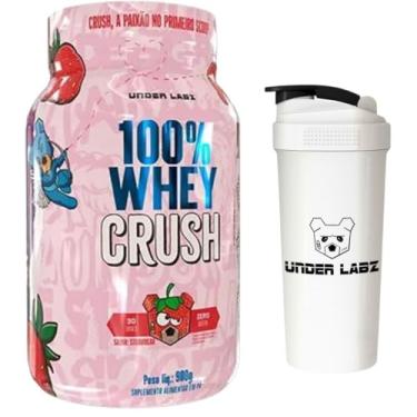 Imagem de Combo Under Labz - 100% Whey Protein Crush - 900g - Sabor Morango + Coqueteleira