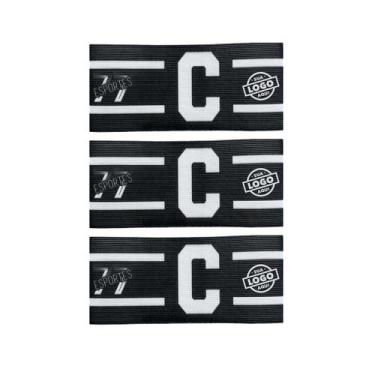 Imagem de Kit 3 Braçadeira Faixa Capitão Brasão Time Digital Fecho tiras autocol