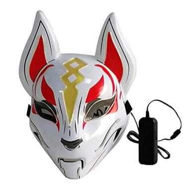 Imagem de Máscara de Face Completa Fox com Luzes LED Neon para Festa Halloween Fantasia Cosplay Abajur Escuro Brilhante Modos Pisca Estável Lento e Rápido Ajust