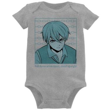 Imagem de Body Bebê Fall Down Seven Times, Stand Up Eight - Foca na Moda, Cinza,