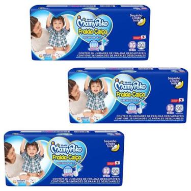 Imagem de Fralda Calça Mamypoko Super Seca Azul 3 Pacotes Tamanho XG Com 26 Unid