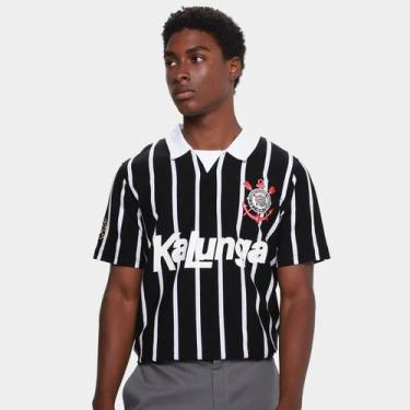 Imagem de Camiseta Corinthians Retrô 1990 Kalunga Masculina, Preto, GG