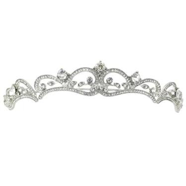Imagem de Generic Tiara feminina luxuosa prata strass dourado diadema acessórios de cabelo Stage Queen requintada joia de noiva brilhante (prata)