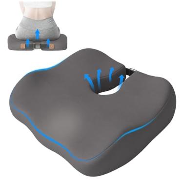 Imagem de LSMColda Almofada de cadeira de escritório para alívio da dor ciática e do quadril, almofada extradensa para cóccix com design ergonômico, almofada ortopédica para cadeira de mesa, carro, cadeira de