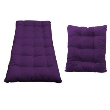 Imagem de Kit Almofadas para Poltrona e Puff Costela Suede Roxo - Doce Sonho Móv
