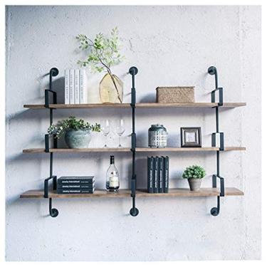 Imagem de Suporte para Taça de Vinho para Casa Suporte Vermelho de Metal Montado na Parede Industrial Moderno Suporte de Armazenamento de Garrafa de Vinho Prateleira de Parede 100 cm (60 cm)