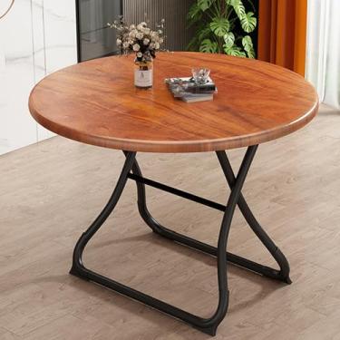 Imagem de Mesa dobrável redonda, mesa de jantar com economia de espaço, mesa dobrável leve com tampo de mesa grosso e moldura de metal resistente, para pátio, quintal, sala de jantar, eventos (cor: B, tamanho:
