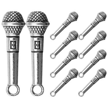 Imagem de Toyvian Miniaturas de Microfones Em Formato de Pingente, 10 Peças Em Liga Metálica Com Símbolos Musicais, Enfeites Artesanais para Colares, Pulseiras, Brincos, Bijuterias, Decoração de Casa de