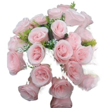 Imagem de Buquê de Rosas Artificiais com Folhagem – Kit com 2 Unidades (24 Flores Cada) para Decoração, Casamento e Ambientes Internos(Rosa 4581/3916,1)
